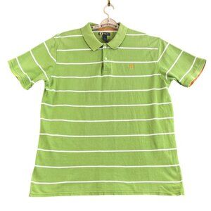 Vintage Duck Head Mens XL Polo Shirt Green Striped 100% Cotton S S Golf Casual